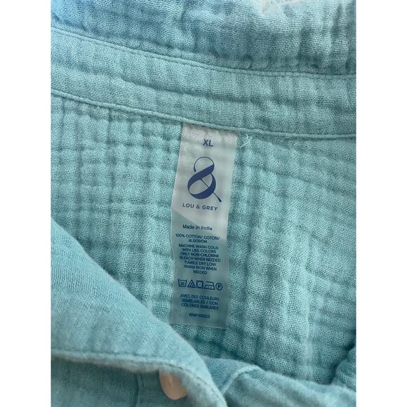 Lou & Grey Turquoise Long Sleeve Button Down Top Size XL X-Large - Picture 6 of 6